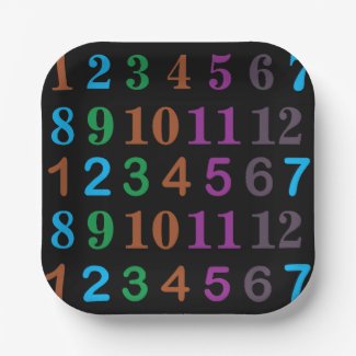 Colorful Math Numbers Party Paper Plates