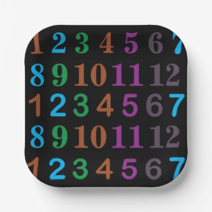 Colorful Math Numbers Party Paper Plates