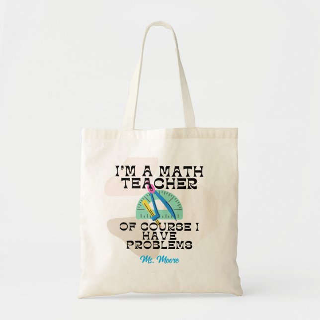 Colorful Math Teacher Canvas Tote Gift Bag (Front)