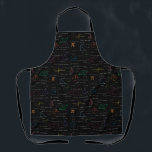 Colorful Mathematics Equations Math Formulas  Apron<br><div class="desc">A colorful mathematics equations and formulas pattern on a black background. An ideal design for math teachers,  mathematic enthusiasts,  scientists,  math students,  mathematics tutors,  arithmetic etc. A modern math pattern for back to school students and teachers etc.</div>