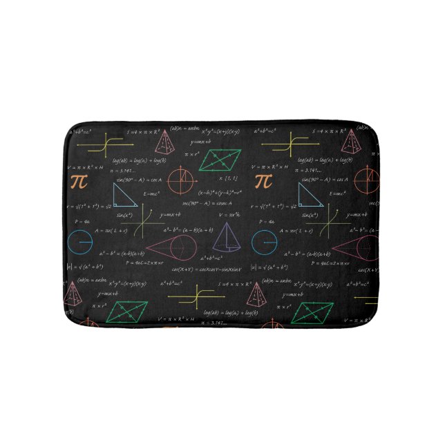 Colorful Mathematics Equations Math Formulas  Bath Mat (Front)