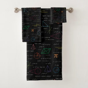 Colorful Mathematics Equations Math Formulas  Bath Towel Set