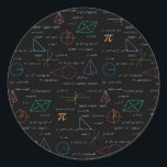 Colorful Mathematics Equations Math Formulas  Classic Round Sticker<br><div class="desc">A colorful mathematics equations and formulas pattern on a black background. An ideal design for math teachers,  mathematic enthusiasts,  scientists,  math students,  mathematics tutors,  arithmetic etc. A modern math pattern for back to school students and teachers etc.</div>