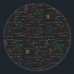 Colorful Mathematics Equations Math Formulas  Classic Round Sticker<br><div class="desc">A colorful mathematics equations and formulas pattern on a black background. An ideal design for math teachers,  mathematic enthusiasts,  scientists,  math students,  mathematics tutors,  arithmetic etc. A modern math pattern for back to school students and teachers etc.</div>