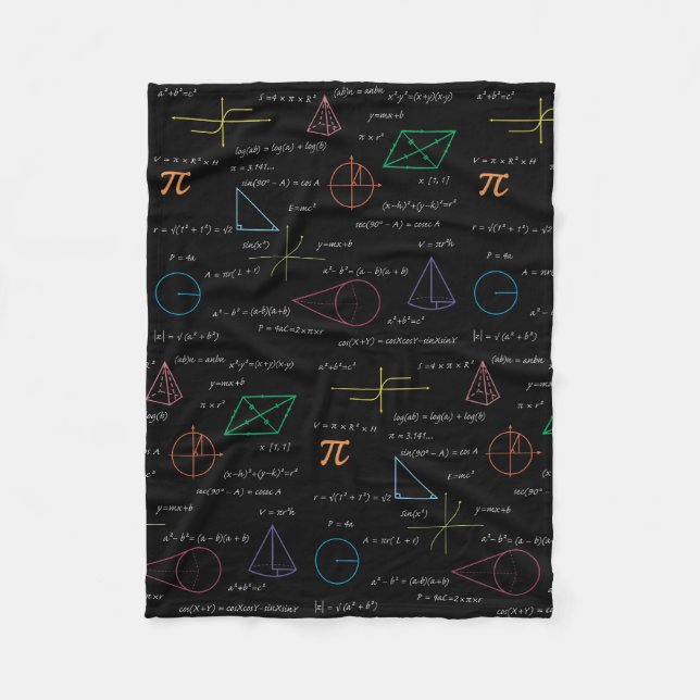 Colorful Mathematics Equations Math Formulas  Fleece Blanket (Front)