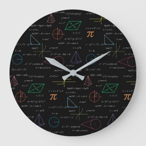 Colorful Mathematics Equations Math Formulas  Large Clock