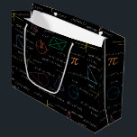 Colorful Mathematics Equations Math Formulas  Large Gift Bag<br><div class="desc">A colorful mathematics equations and formulas pattern on a black background. An ideal design for math teachers,  mathematic enthusiasts,  scientists,  math students,  mathematics tutors,  arithmetic etc. A modern math pattern for back to school students and teachers etc.</div>
