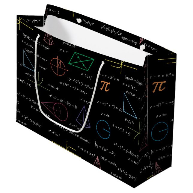 Colorful Mathematics Equations Math Formulas  Large Gift Bag (Front Angled)