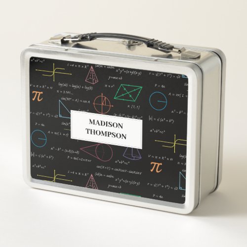 Colorful Mathematics Equations Math Formulas  Metal Lunch Box