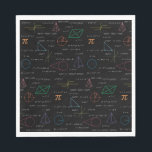 Colorful Mathematics Equations Math Formulas  Napkins<br><div class="desc">A colorful mathematics equations and formulas pattern on a black background. An ideal design for math teachers,  mathematic enthusiasts,  scientists,  math students,  mathematics tutors,  arithmetic etc. A modern math pattern for back to school students and teachers etc.</div>
