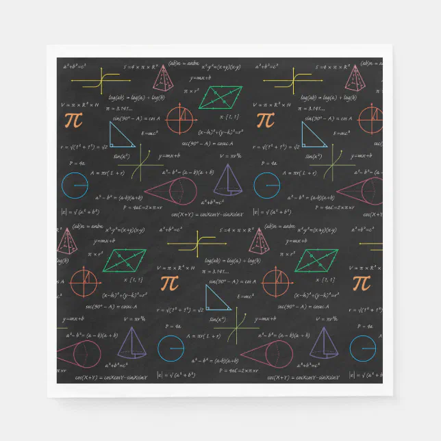 Colorful Mathematics Equations Math Formulas Napkins | Zazzle