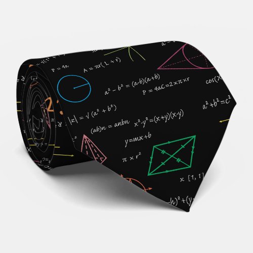 Colorful Mathematics Equations Math Formulas  Neck Tie