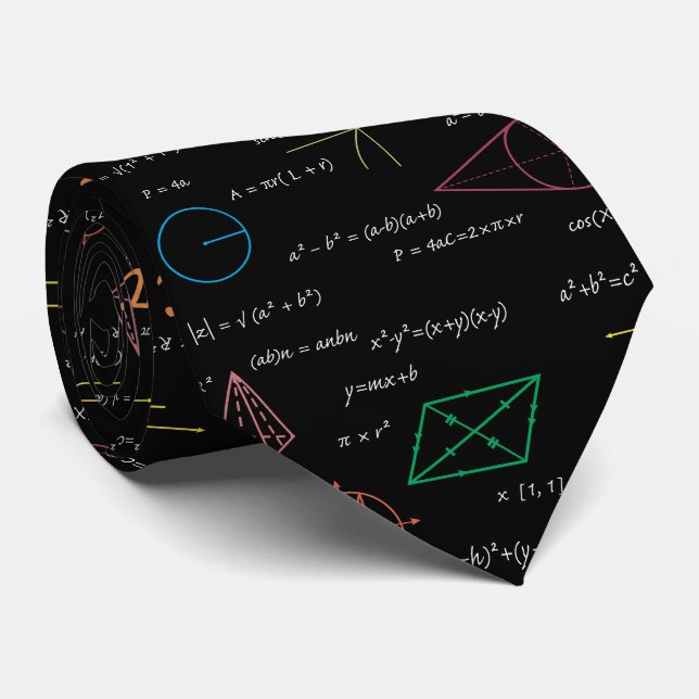 Colorful Mathematics Equations Math Formulas  Neck Tie (Rolled)