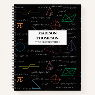Colorful Mathematics Equations Math Formulas Notebook