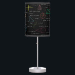 Colorful Mathematics Equations Math Formulas  Table Lamp<br><div class="desc">A colorful mathematics equations and formulas pattern on a black background. An ideal design for math teachers,  mathematic enthusiasts,  scientists,  math students,  mathematics tutors,  arithmetic etc. A modern math pattern for back to school students and teachers etc.</div>