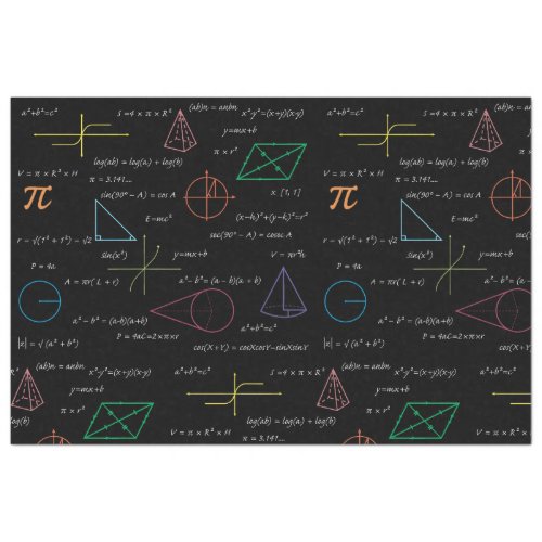 Colorful Mathematics Equations Math Formulas  Tissue Paper