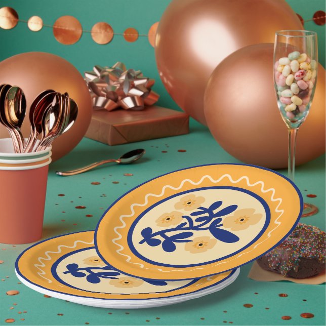 Colorful Matisse Abstract Floral Artsy Paper Plates (Multi)