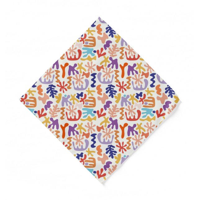 Colorful Matisse Pattern Abstract Botanical Shapes Bandana (Front)