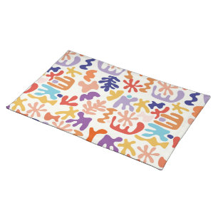 Colorful Matisse Pattern Abstract Botanical Shapes Cloth Placemat