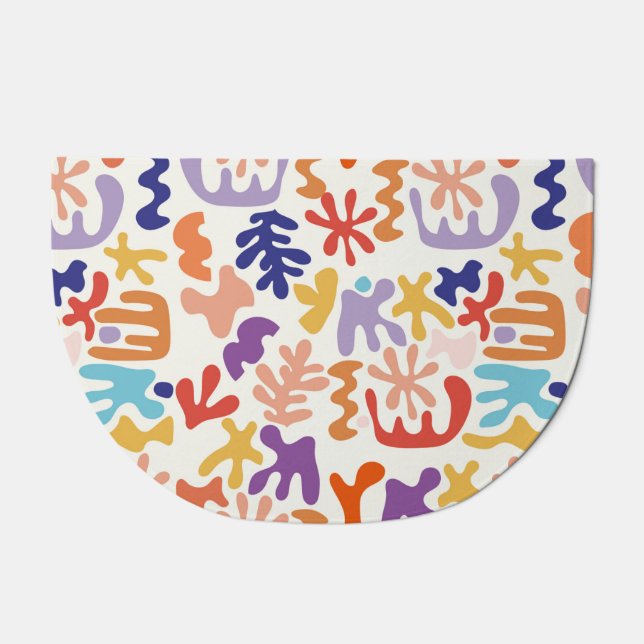 Colorful Matisse Pattern Abstract Botanical Shapes Doormat (Front)