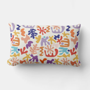 Colorful Matisse Pattern Abstract Botanical Shapes Lumbar Pillow