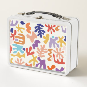 Colorful Matisse Pattern Abstract Botanical Shapes Metal Lunch Box