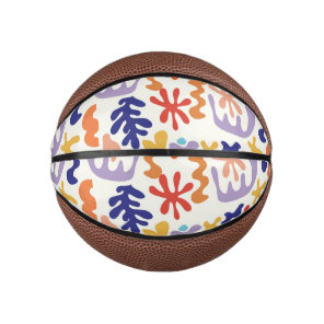 Colorful Matisse Pattern Abstract Botanical Shapes Mini Basketball