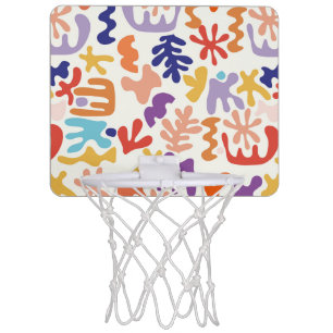 Colorful Matisse Pattern Abstract Botanical Shapes Mini Basketball Hoop