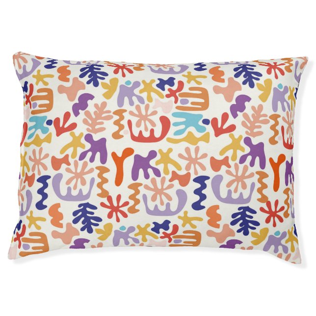Colorful Matisse Pattern Abstract Botanical Shapes Pet Bed (Front)