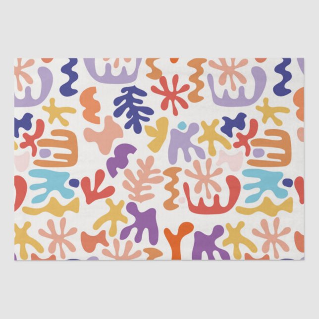 Colorful Matisse Pattern Abstract Botanical Shapes Tissue Paper (Front)