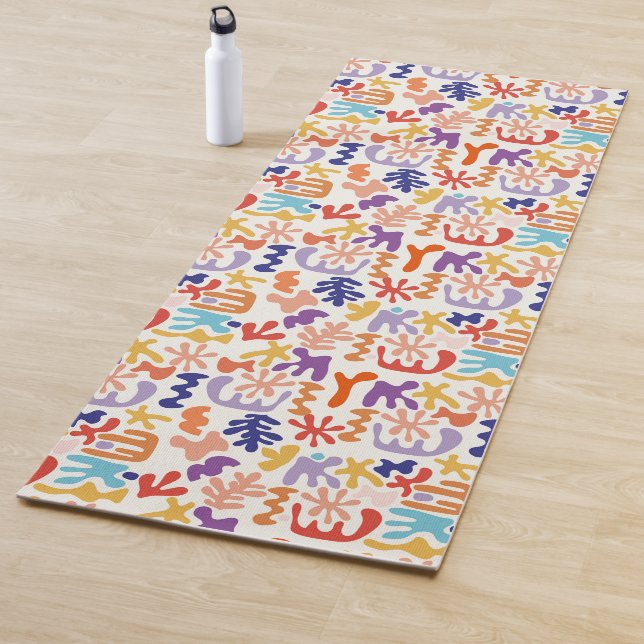 Colorful Matisse Pattern Abstract Botanical Shapes Yoga Mat (In Situ)