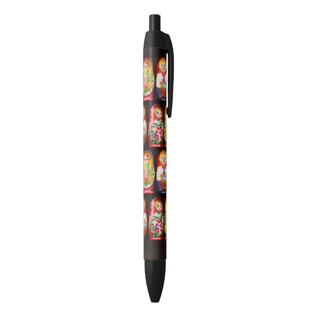 Colorful Matryoshka Dolls Black Ink Pen (Bottom (Vertical))