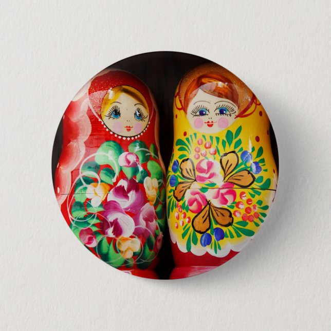 Colorful Matryoshka Dolls Button (Front)