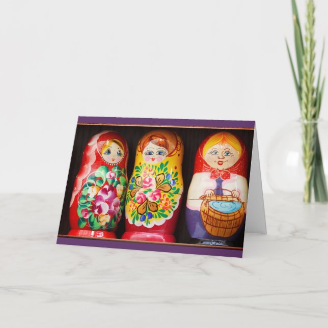 Colorful Matryoshka Dolls Card (Front)