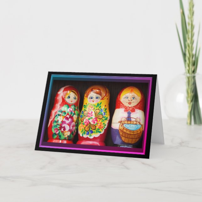 Colorful Matryoshka Dolls  Card (Front)