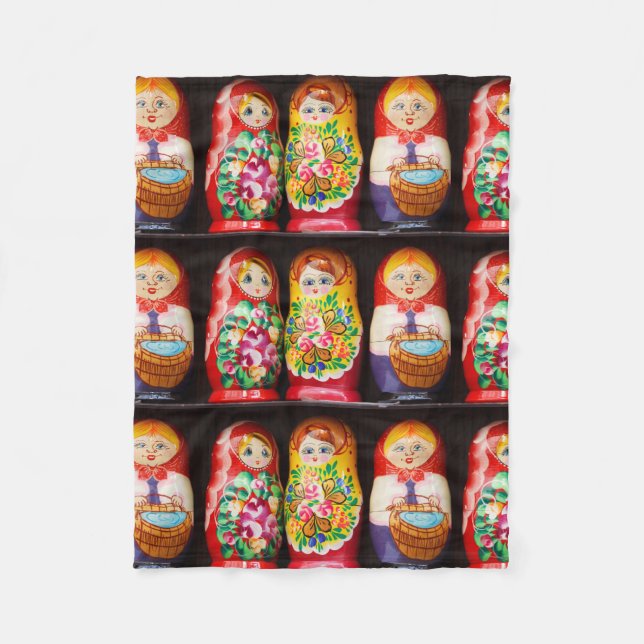Colorful Matryoshka Dolls Fleece Blanket (Front)