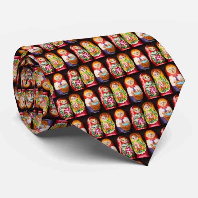 Colorful Matryoshka Dolls Neck Tie (Rolled)