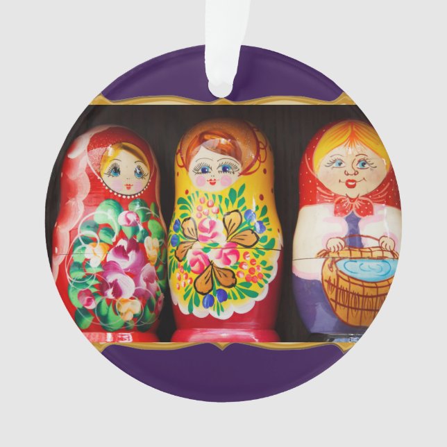 Colorful Matryoshka Dolls Ornament (Front)