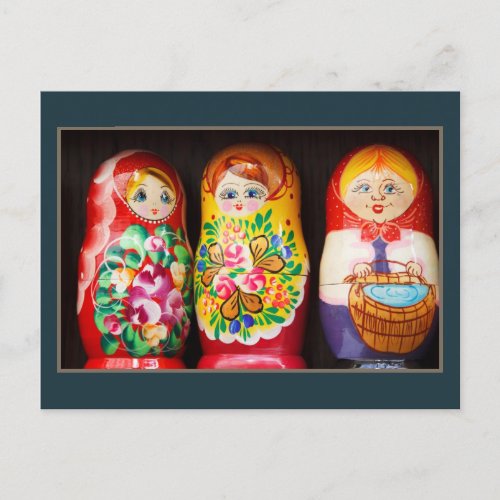 Colorful Matryoshka Dolls Postcard