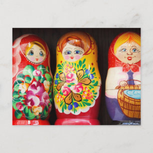 Colorful Matryoshka Dolls Postcard