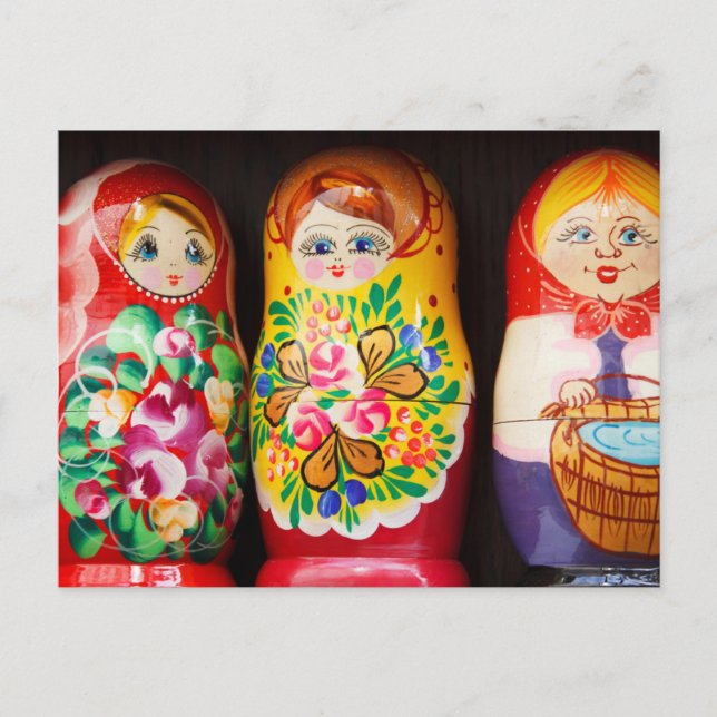 Colorful Matryoshka Dolls Postcard (Front)