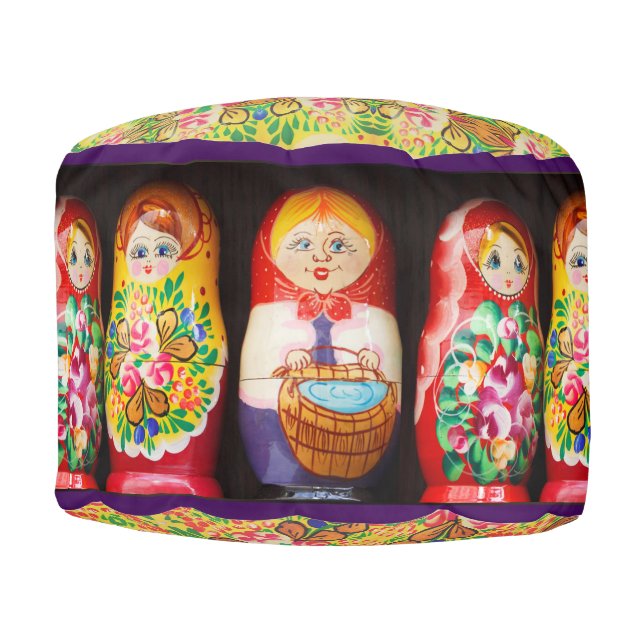 Colorful Matryoshka Dolls Pouf (Front)