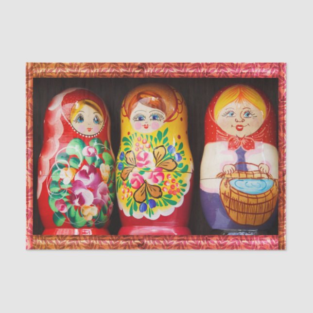 Colorful Matryoshka Dolls Tissue Paper (Front)