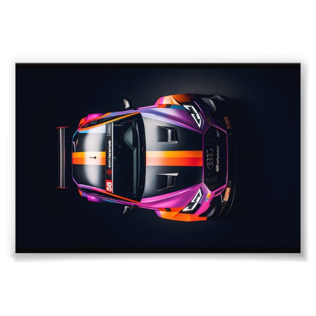 Colorful matte race car photo print (Front)