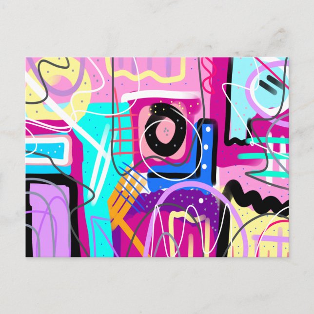 Colorful Maximalist Expressive Abstract  Postcard (Front)