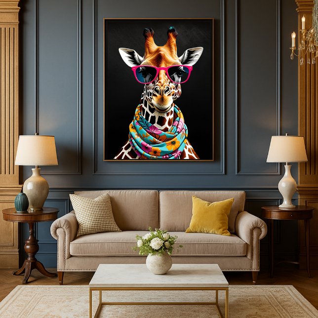 Colorful Maximalist Fun Giraffe Art Print  (Colorful Maximalist Fun Giraffe Art Print Mockup 1)