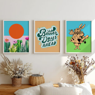 Colorful Maximalist Wall Art Set of 3 Art Prints