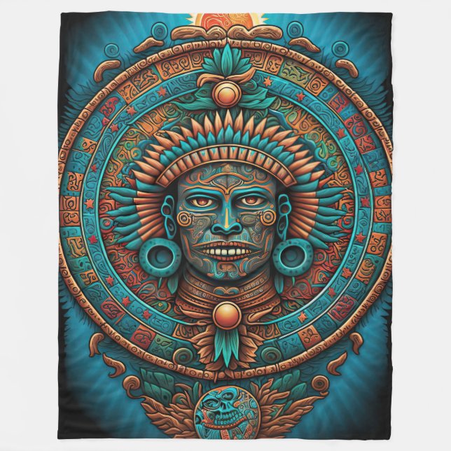 Colorful Mayan Calendar Blanket (Front)