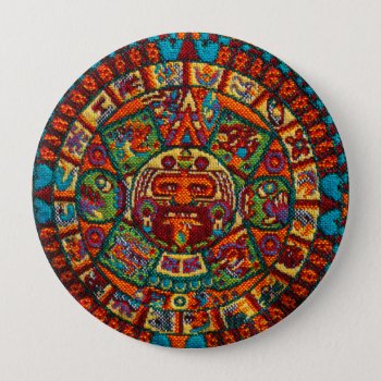 Colorful Mayan Calendar Button by bbourdages at Zazzle