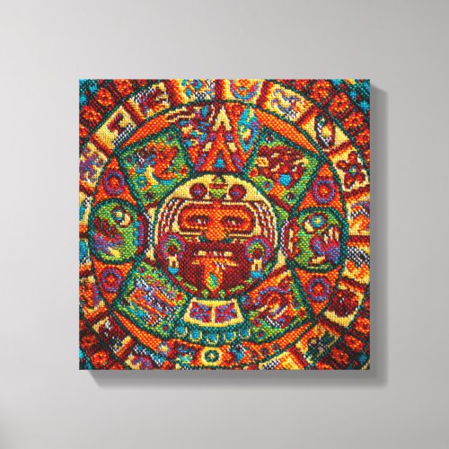 Colorful Mayan Calendar Canvas Print